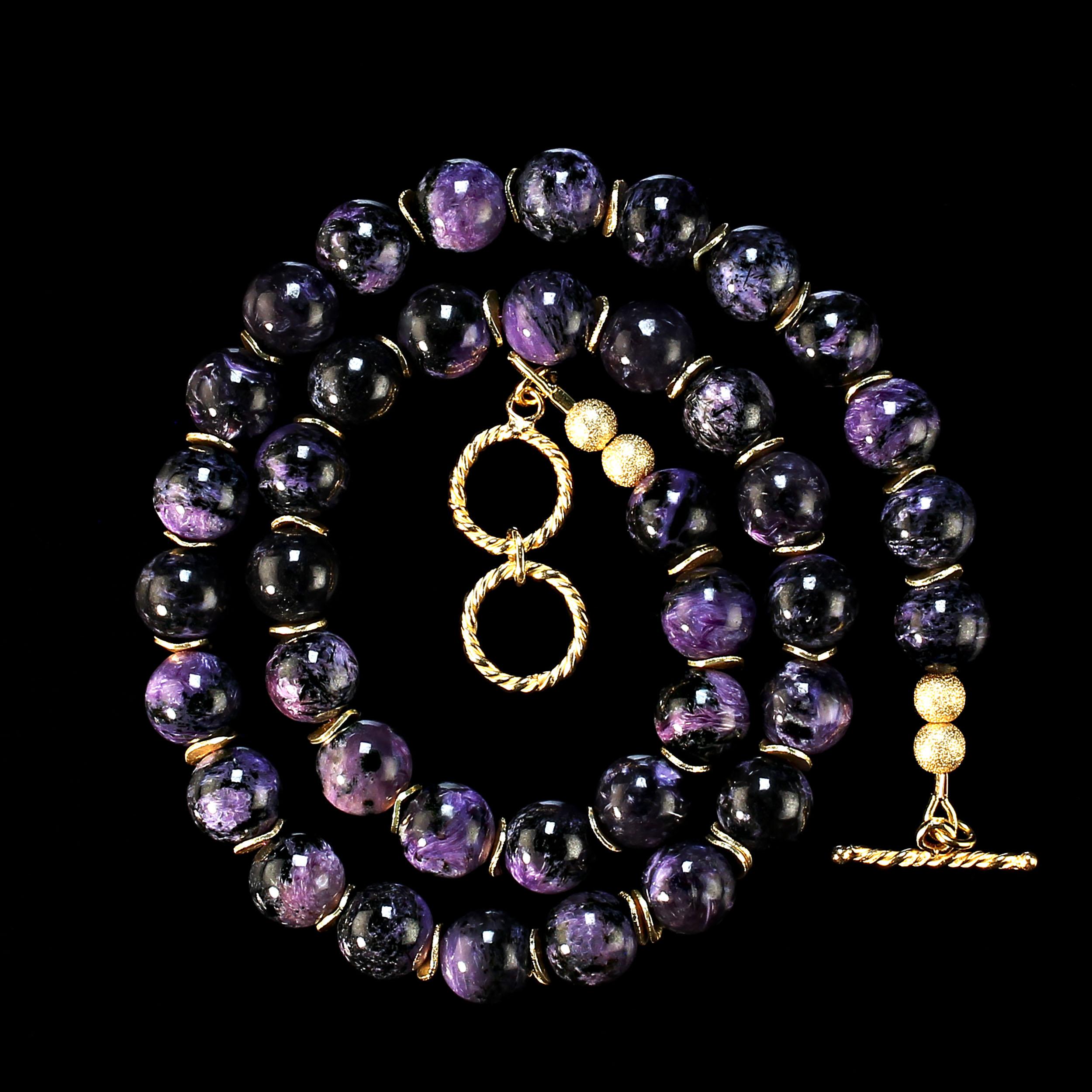 Artisan Purple Charoite Necklace with Goldy Accents  Perfect Gift! For Sale