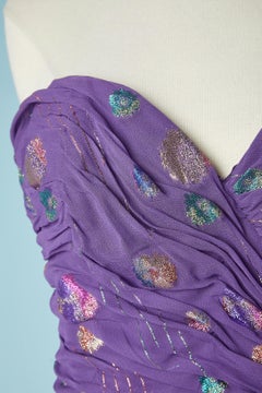 Lila Chiffon Lurex-Bustier Abendkleid Victor Costa