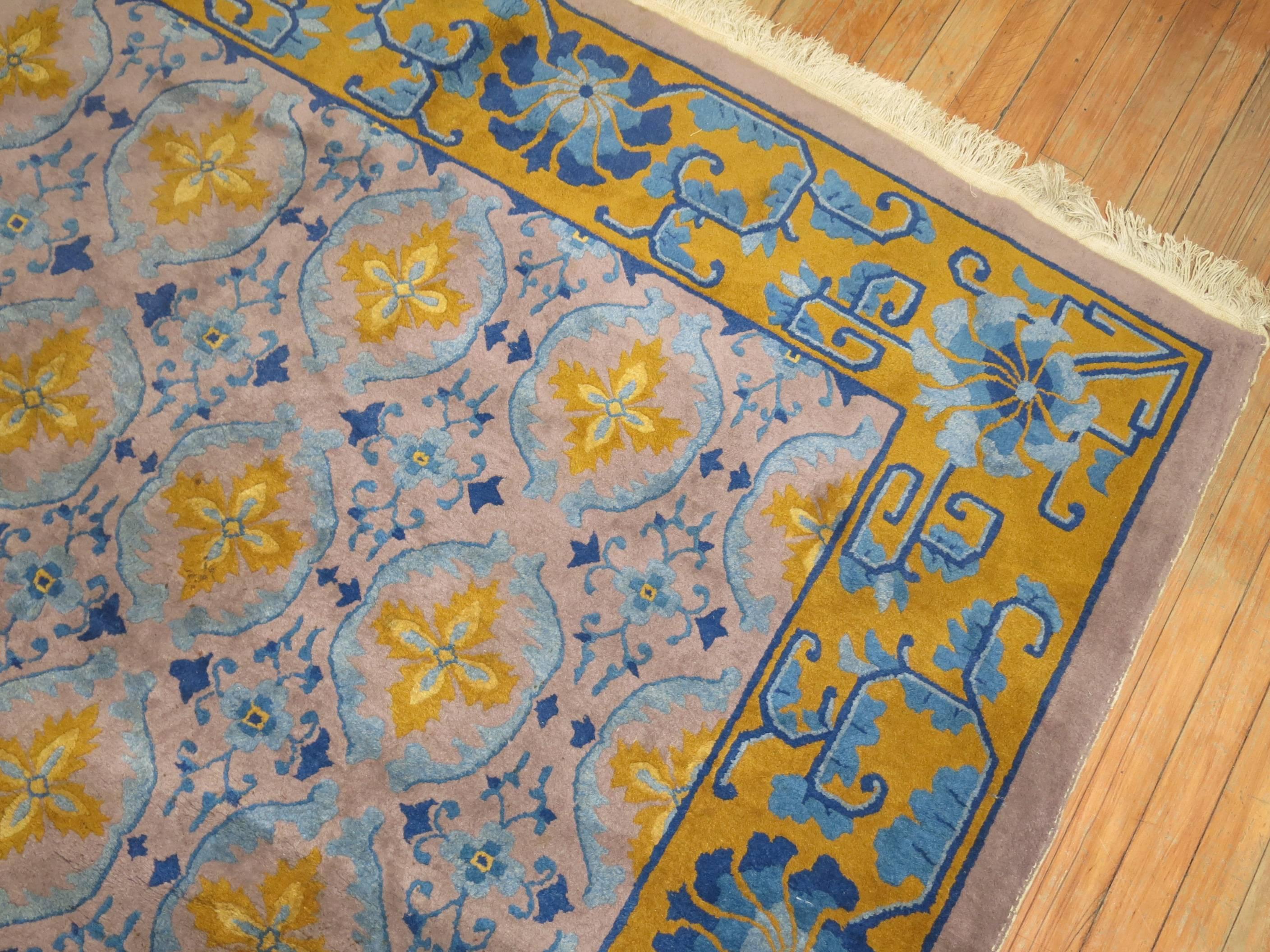 A room size full pile condition Chinese Art Deco rug.