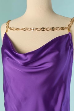 Purple cocktail dress with gold metal chain RABANNE