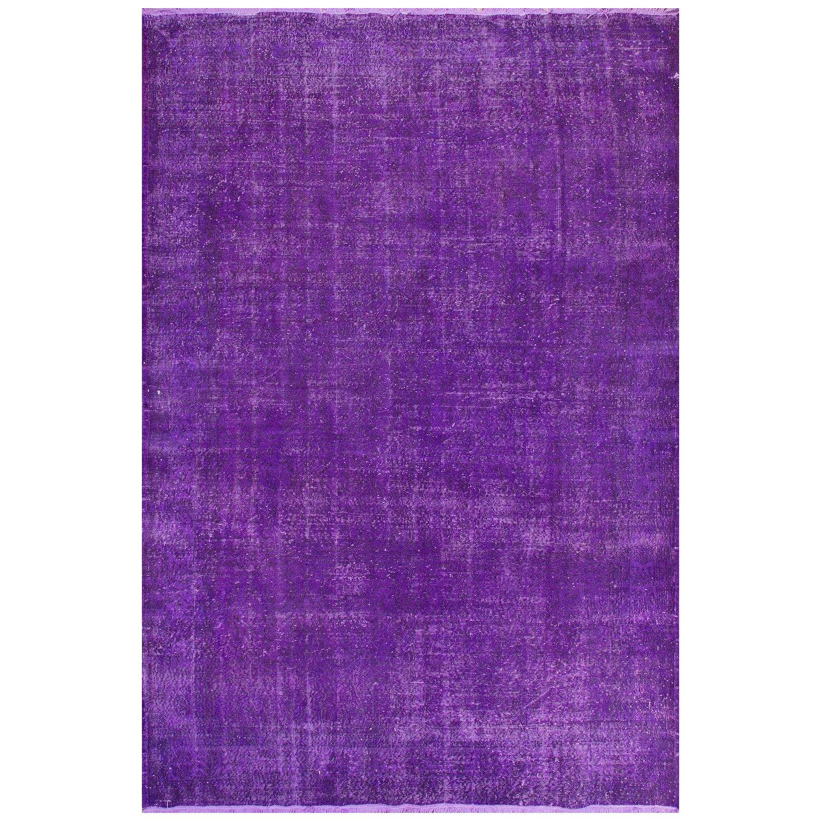 Vintage Turkish Rug Slightly Worn Distressed Industrial Look Hand