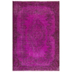 Purple Color Upcycled Overdyed Vintage Rug for Contemporary Interiors