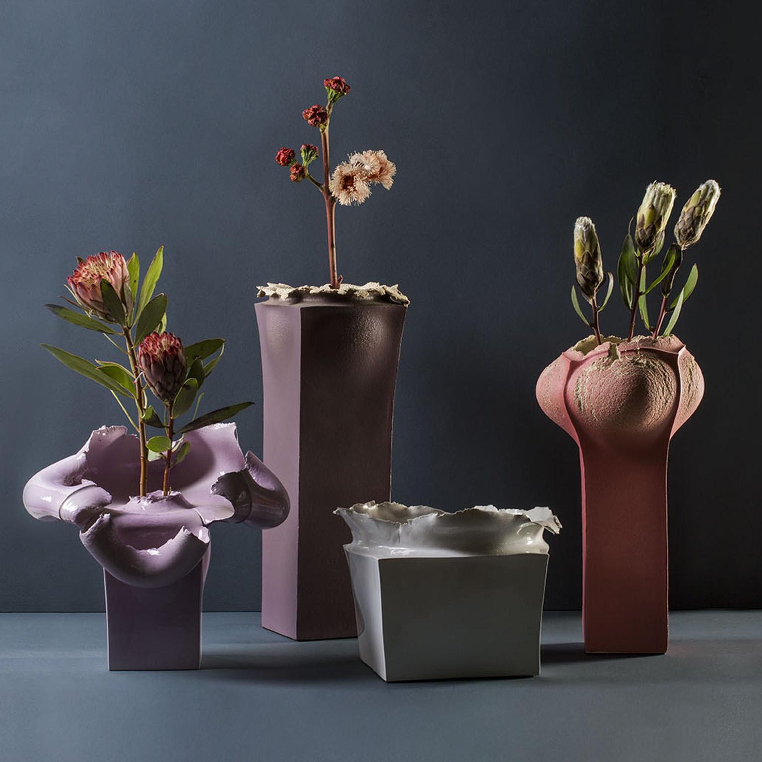 Italian Purple Colored Ceramic Booming Vase