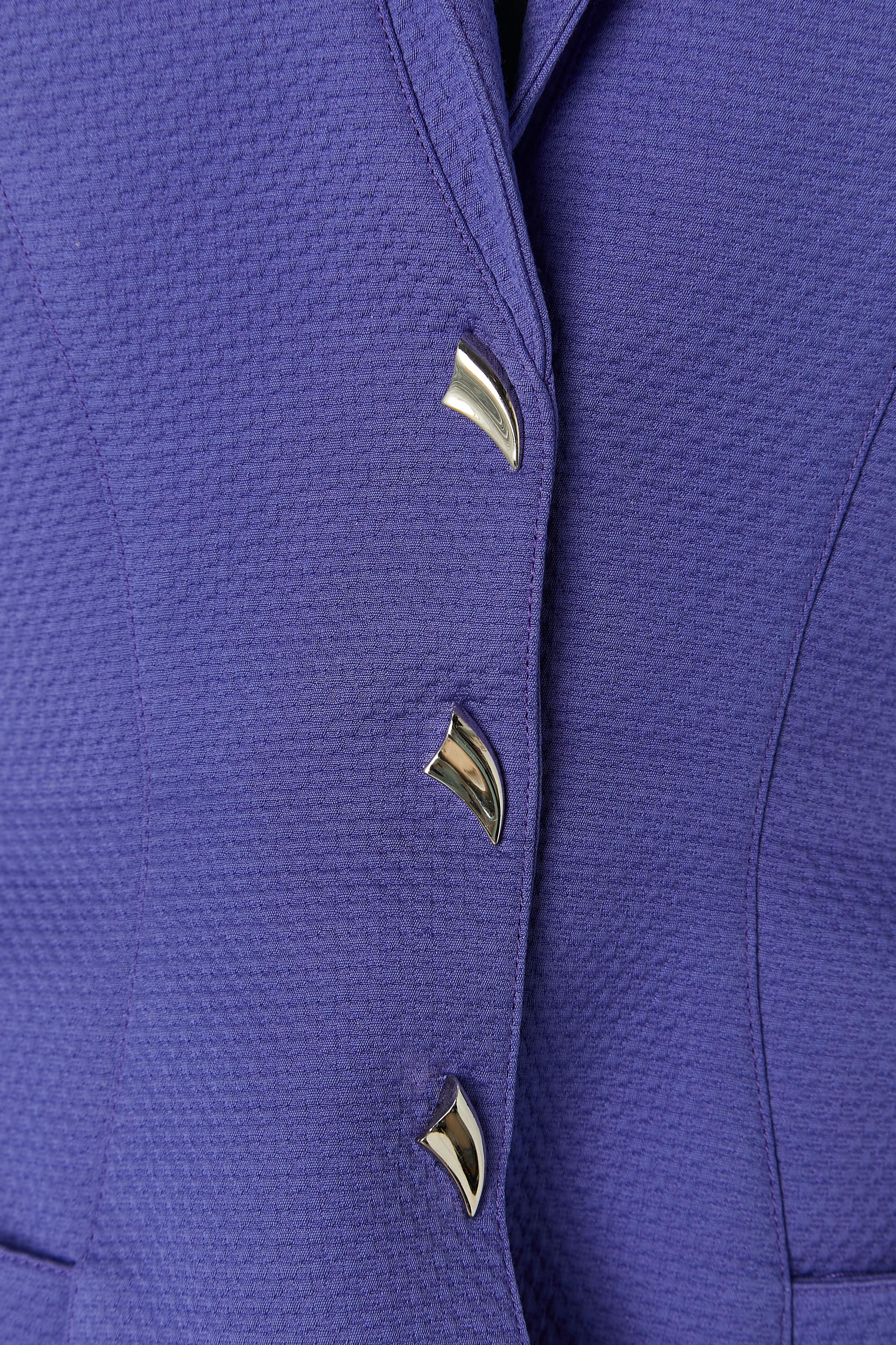 Traje-falda de algodón morado con cierre metálico a presión en el centro Thierry Mugler Púrpura en venta