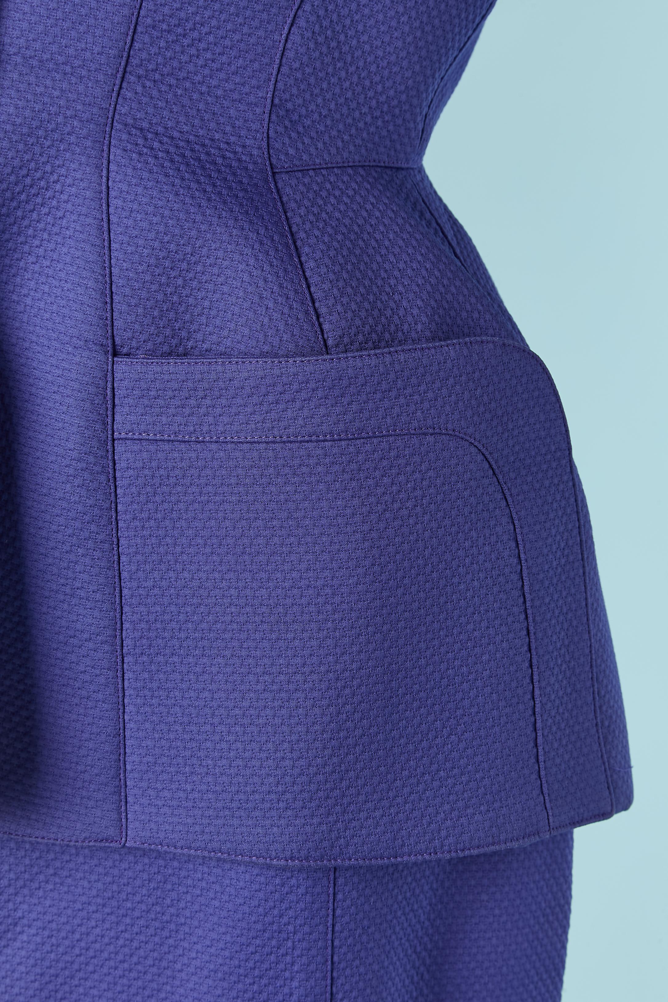 Traje-falda de algodón morado con cierre metálico a presión en el centro Thierry Mugler en Excelente estado para la venta en Saint-Ouen-Sur-Seine, FR