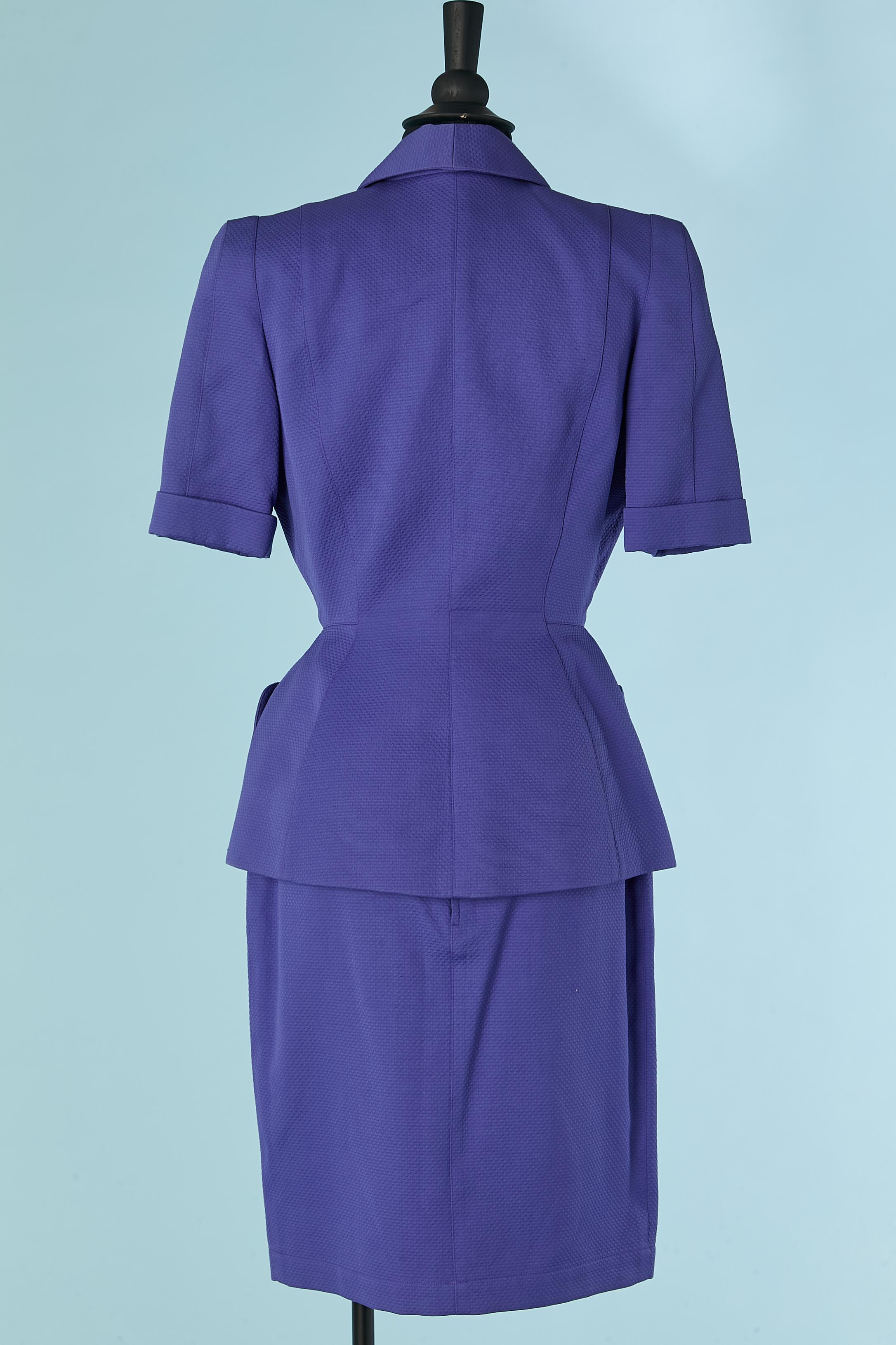 Traje-falda de algodón morado con cierre metálico a presión en el centro Thierry Mugler en venta 1