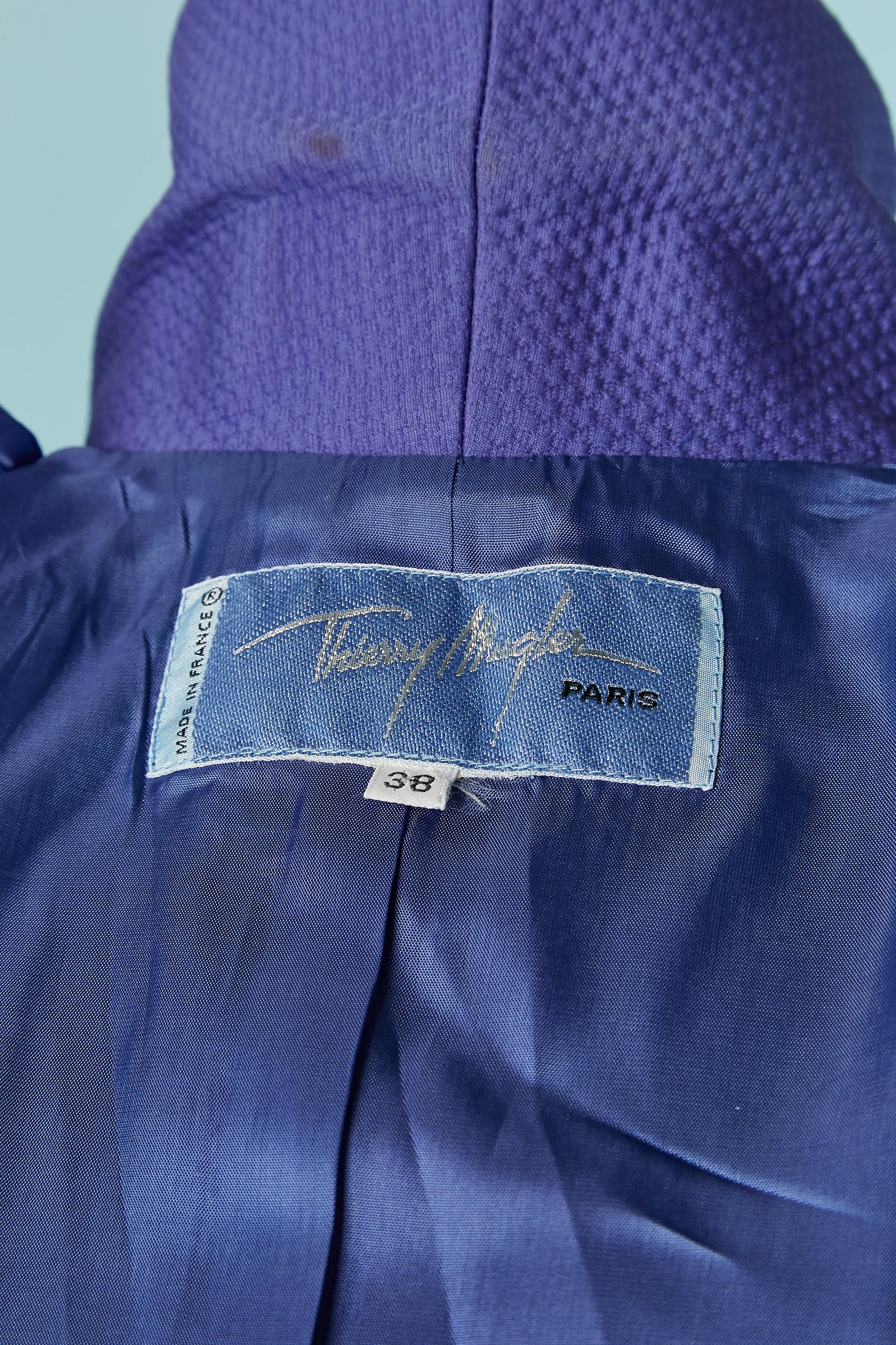 Traje-falda de algodón morado con cierre metálico a presión en el centro Thierry Mugler en venta 3