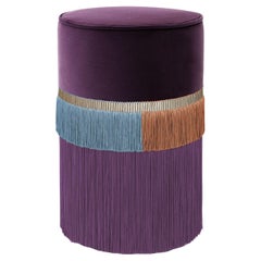 Purple Couture Geometric Line Pouf