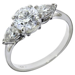 Purple Creek 1.35ctw Ideal Cut Round 3 Diamond 14K Engagement Ring