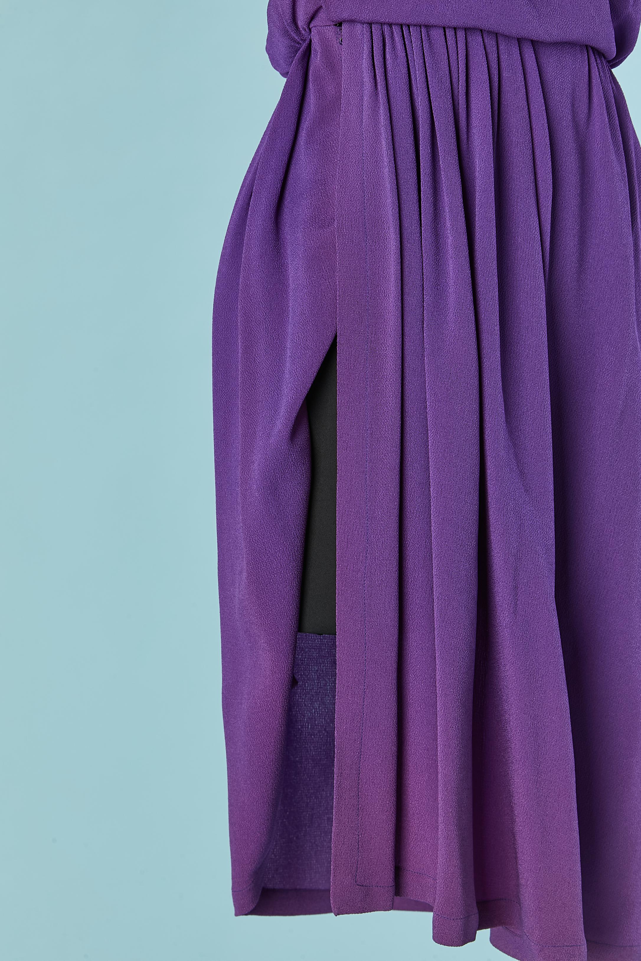 Purple crêpe bustier cocktail dress Yves Saint Laurent Rive Gauche In Excellent Condition For Sale In Saint-Ouen-Sur-Seine, FR