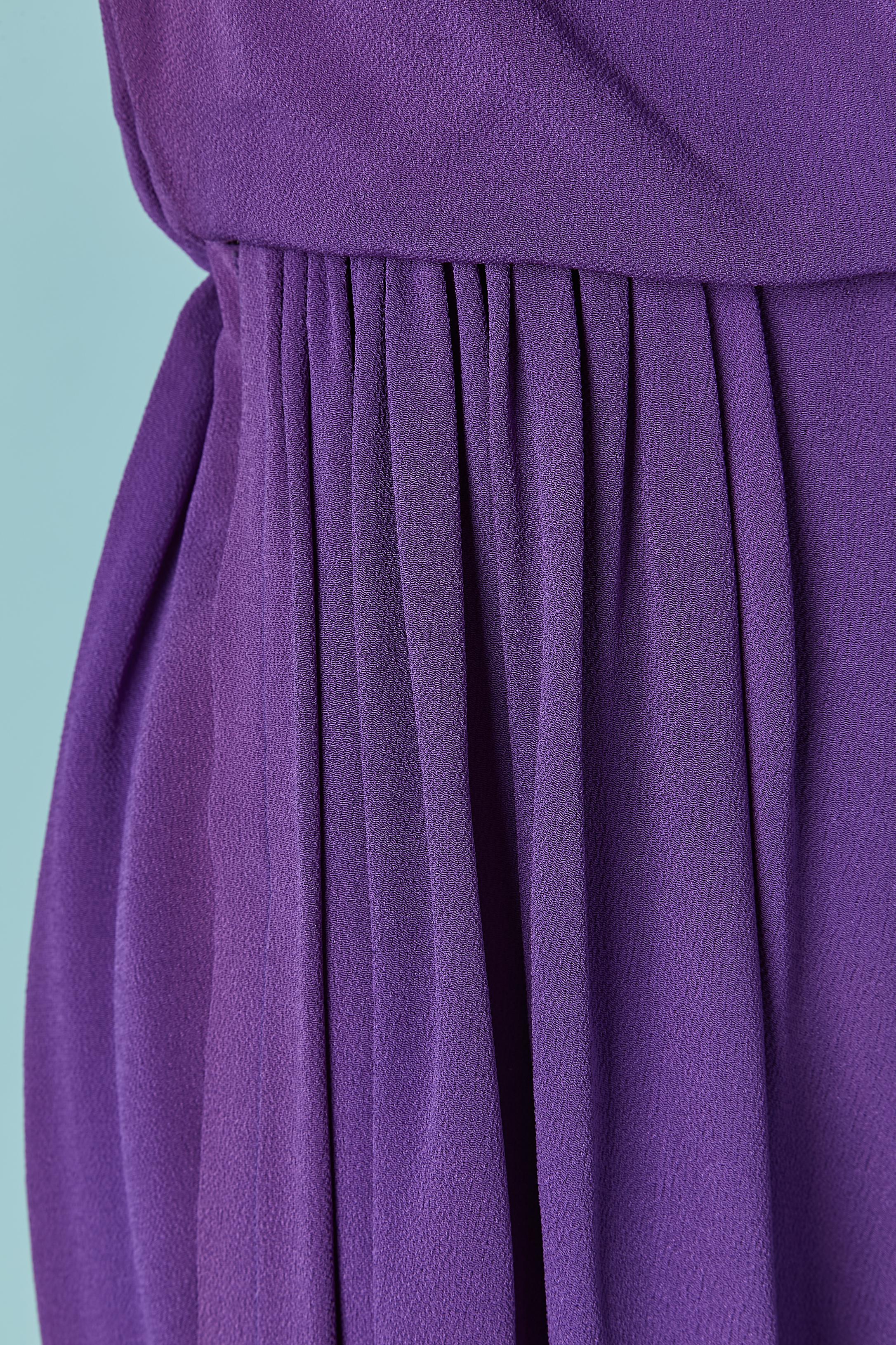 Women's Purple crêpe bustier cocktail dress Yves Saint Laurent Rive Gauche For Sale