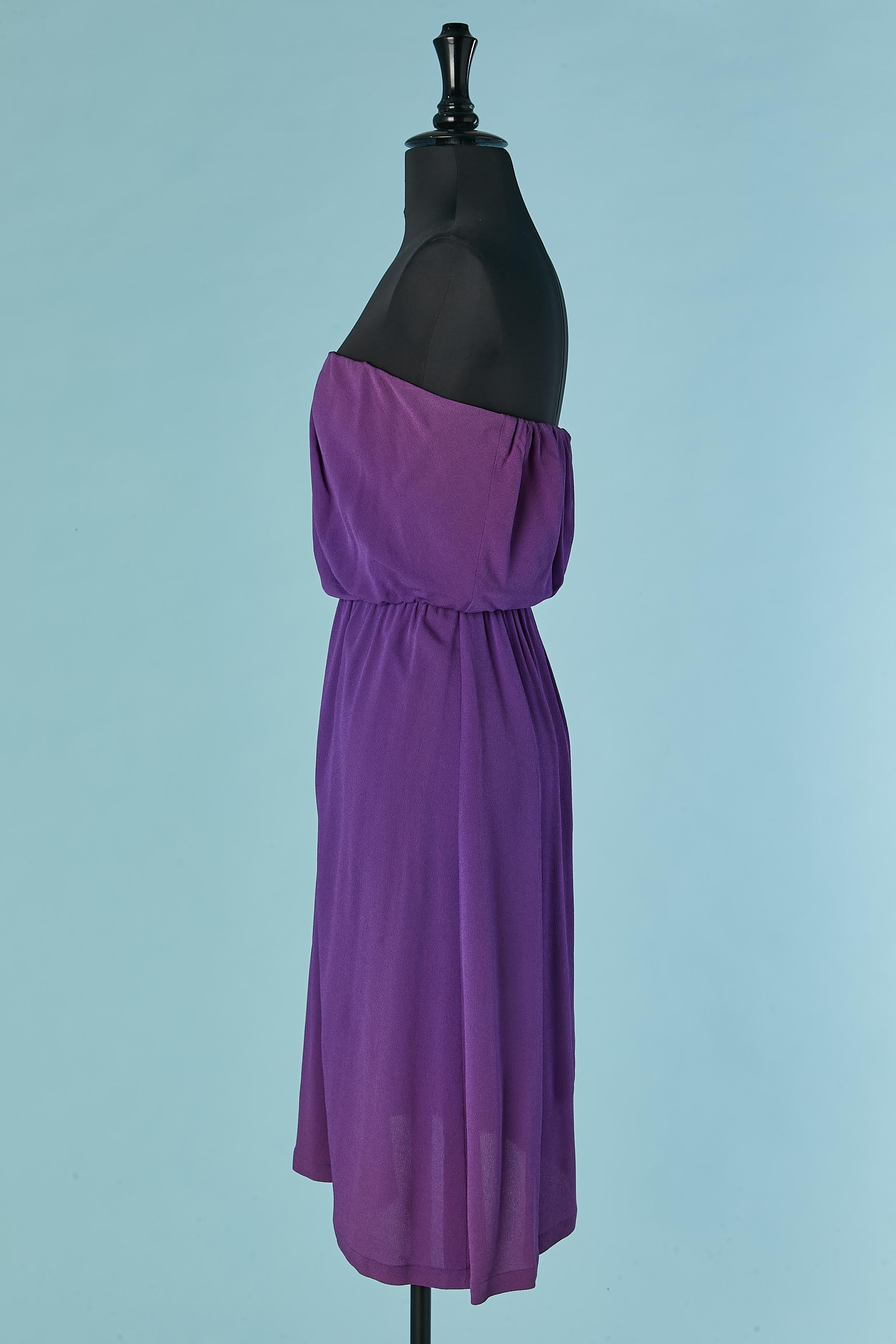 Purple crêpe bustier cocktail dress Yves Saint Laurent Rive Gauche For Sale 1