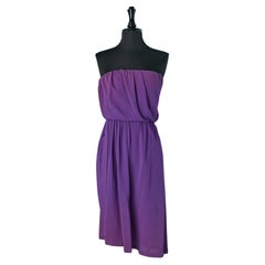 Purple crêpe bustier cocktail dress Yves Saint Laurent Rive Gauche