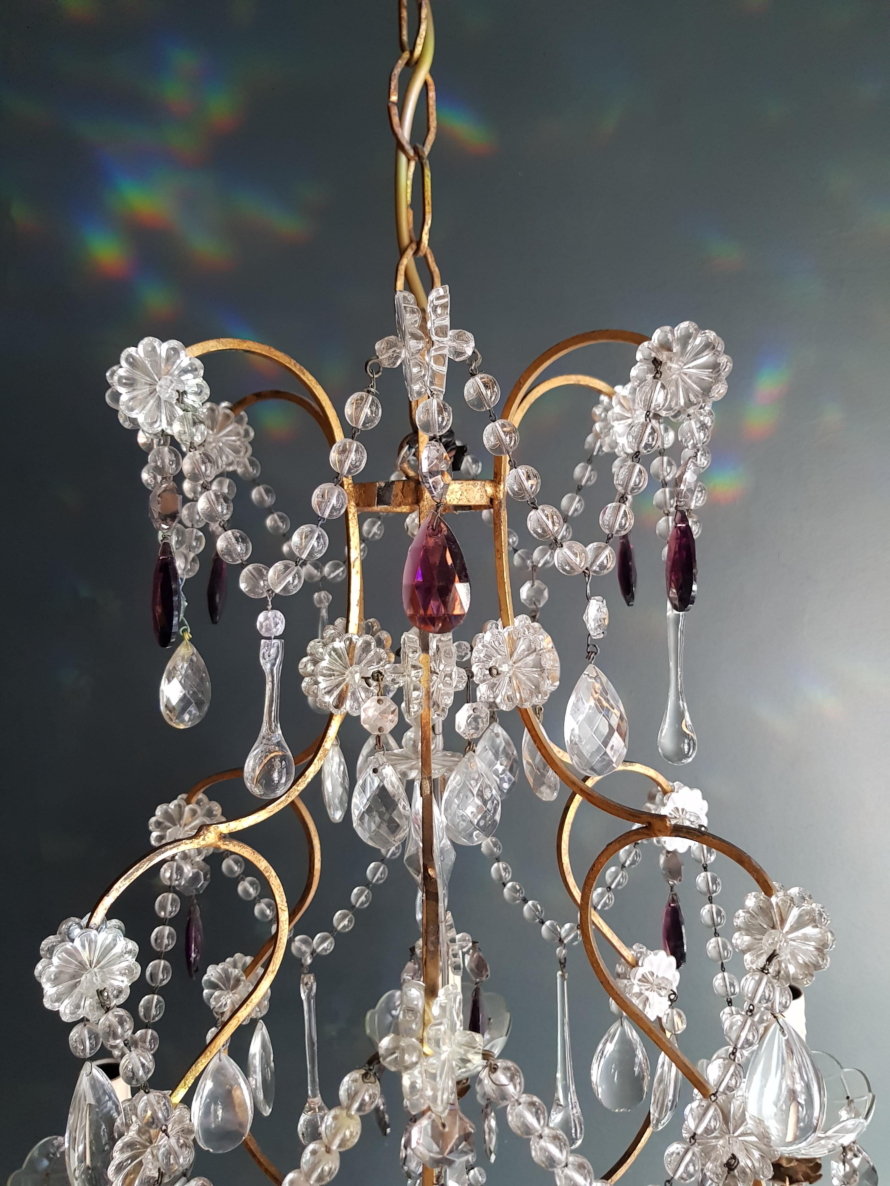 Italian Purple Crystal Chandelier Antique Ceiling Lamp Murano Florentiner Lustre