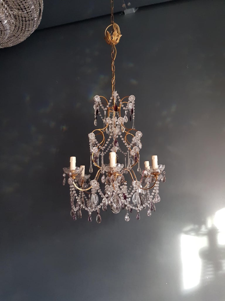 Purple Crystal Chandelier Antique Ceiling Lamp Murano