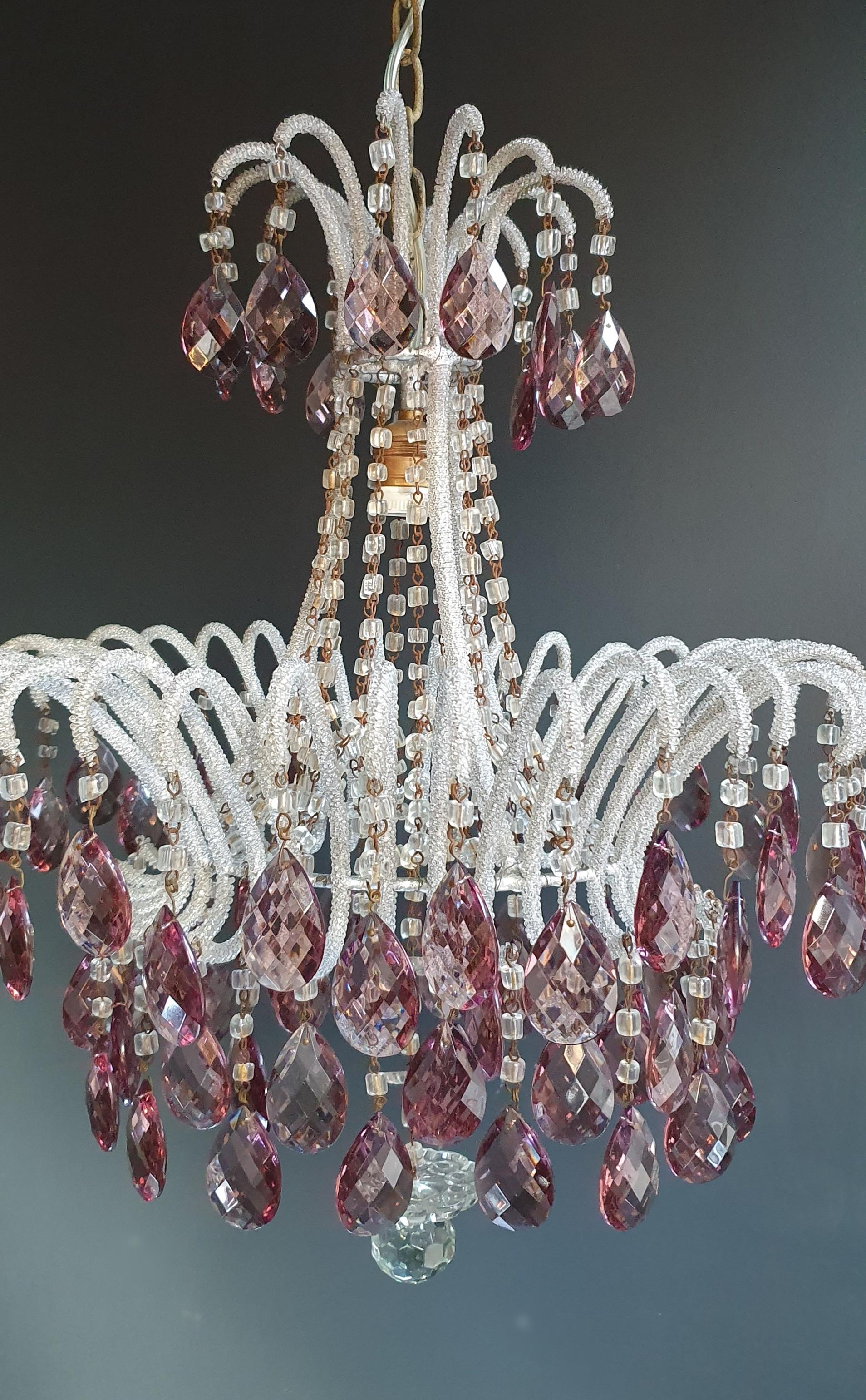Hand-Crafted Purple Crystal Chandelier Antique Ceiling Murano Florentiner Lustre Art Nouveau