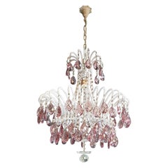 Purple Crystal Chandelier Vintage Ceiling Murano Florentiner Lustre Art Nouveau