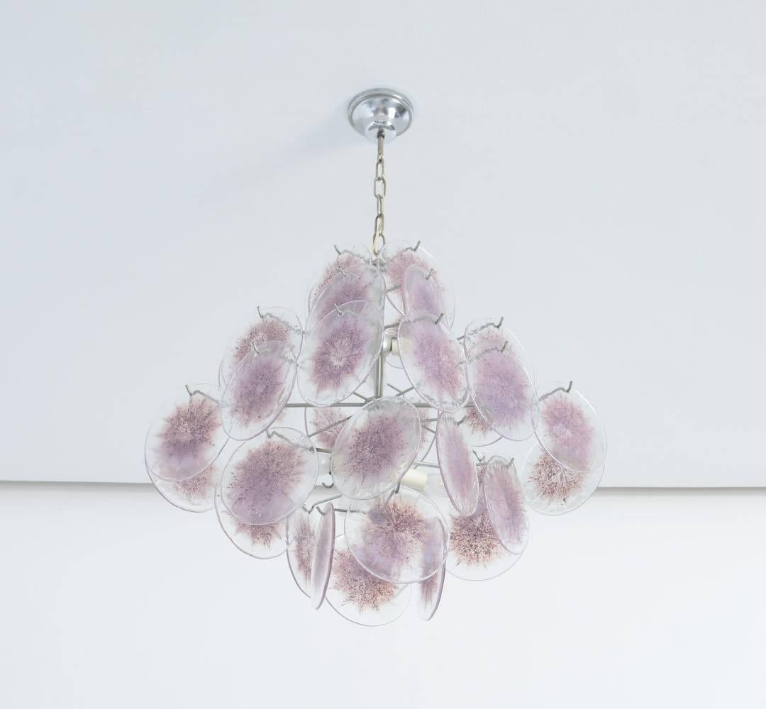 Murano Glass Purple Crystal Chandelier by Vistosi, Murano