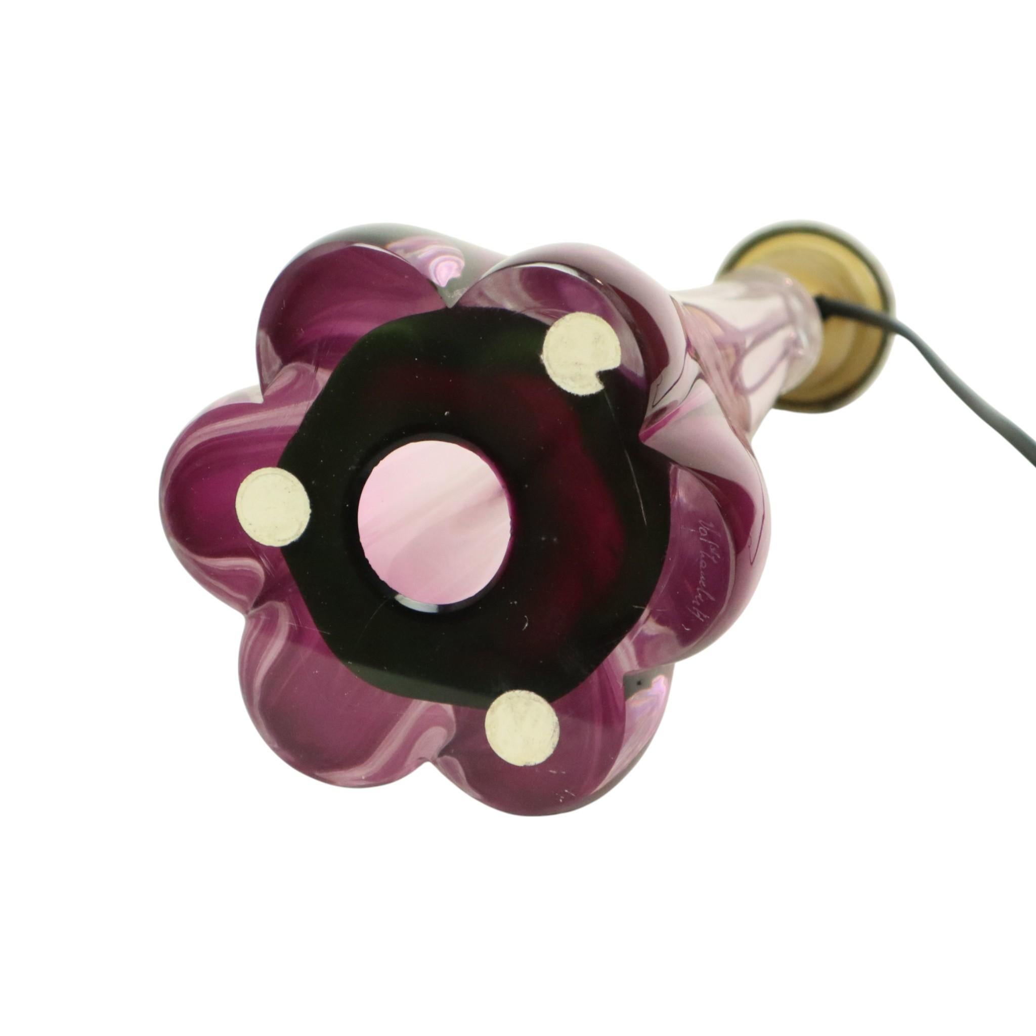 Lámpara de mesa de cristal violeta Val Saint Lambert Años 60 en venta 6