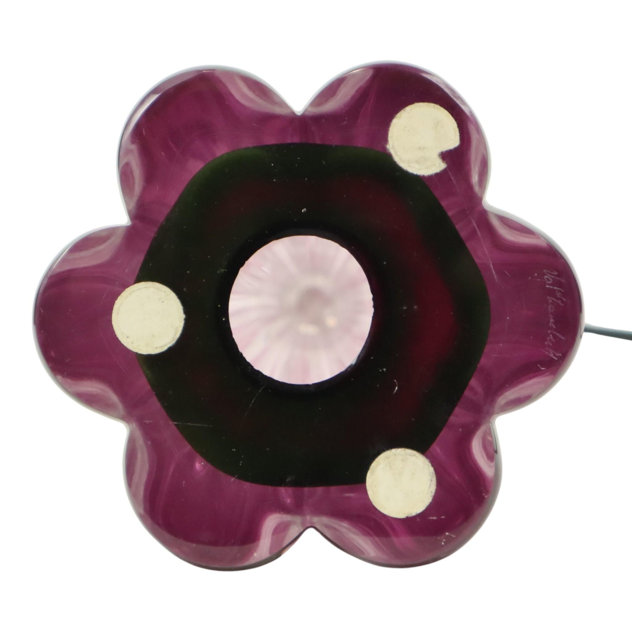 Lámpara de mesa de cristal violeta Val Saint Lambert Años 60 en venta 7