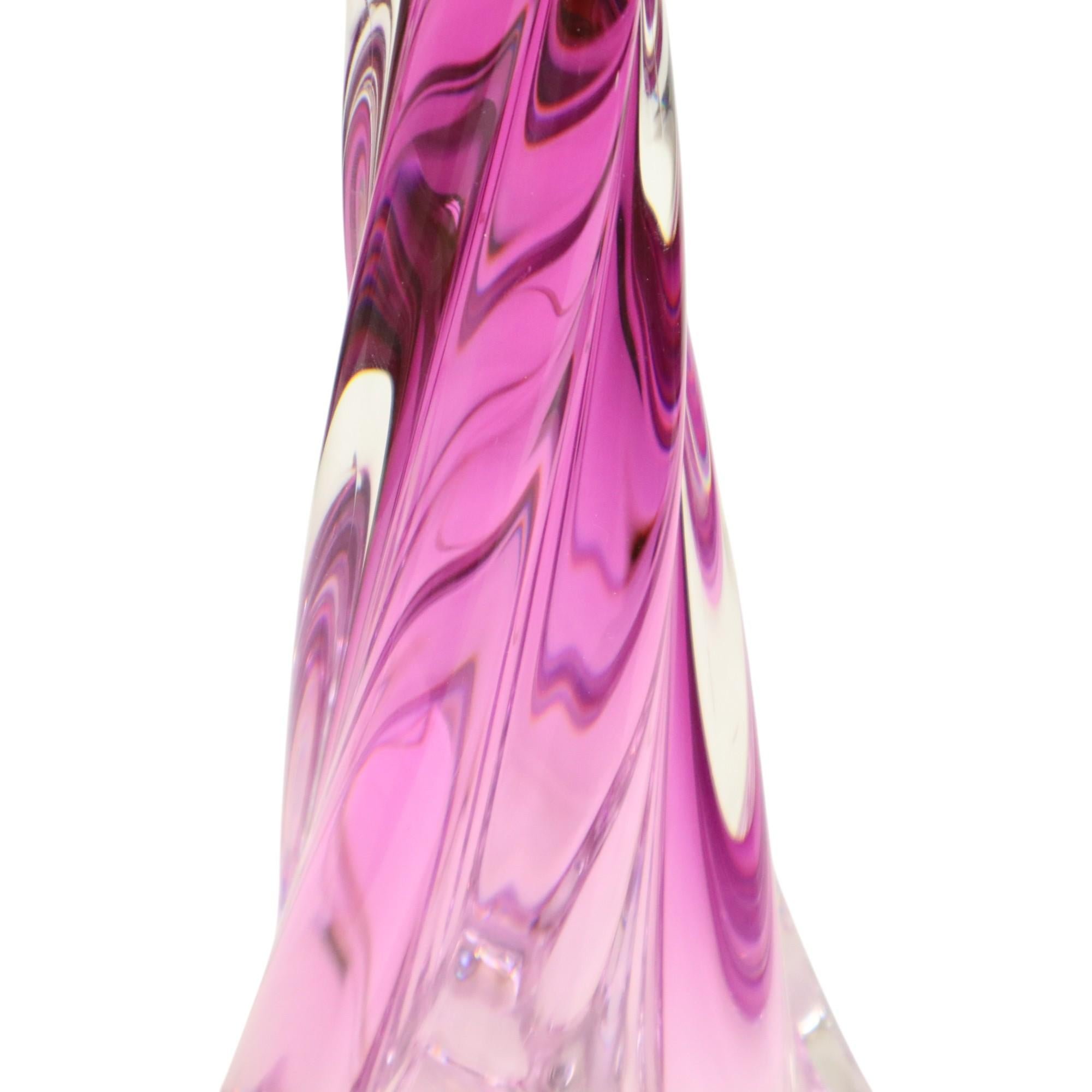 Lampe à poser en cristal violet Val Saint Lambert Swirl Sixties en vente 4
