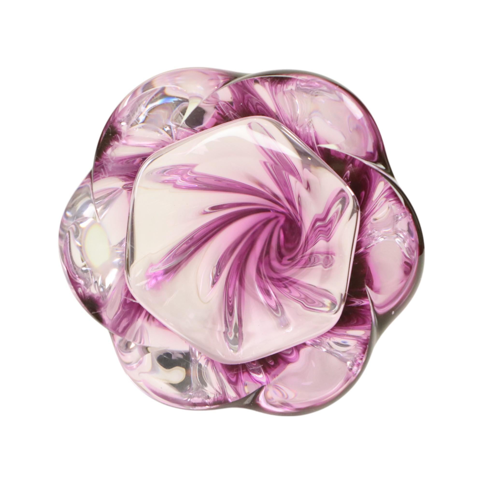 Lampe à poser en cristal violet Val Saint Lambert Swirl Sixties en vente 6