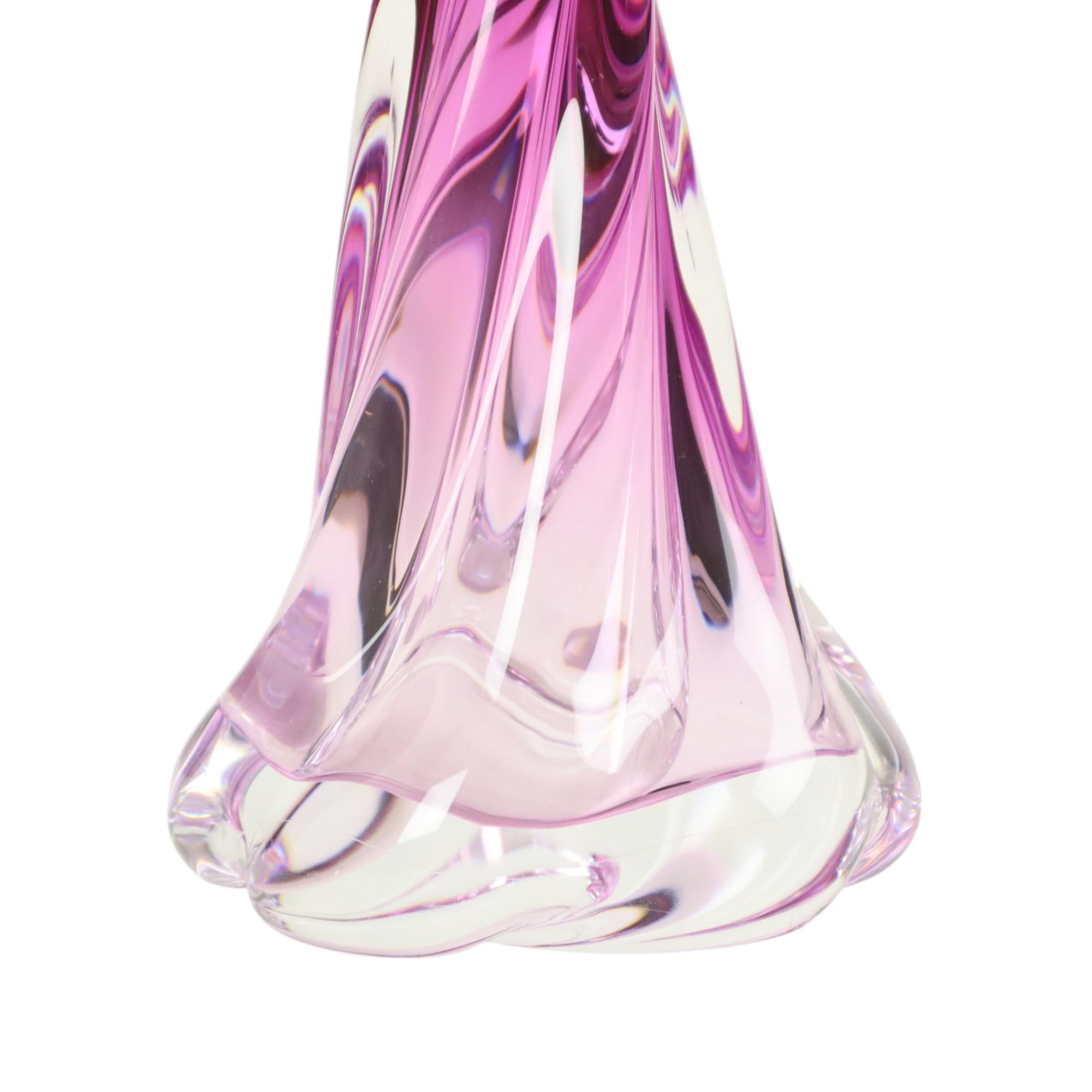 Lampe à poser en cristal violet Val Saint Lambert Swirl Sixties en vente 3
