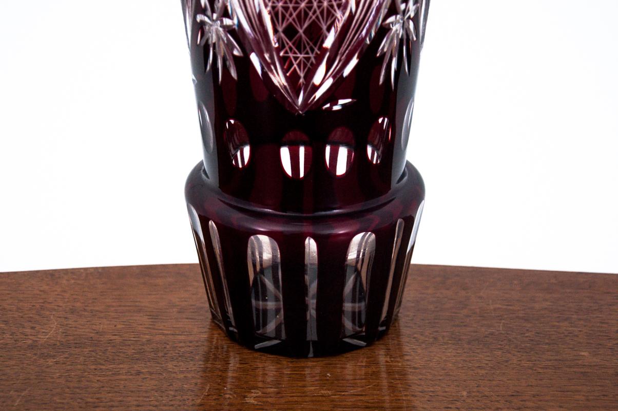 Mid-Century Modern Purple Crystal Vase, Poland, 1960s For Sale