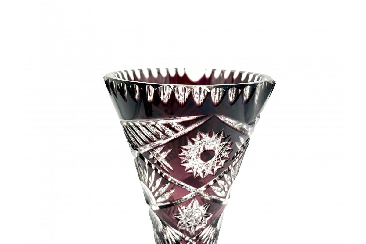 Polish Purple Crystal Vase, Poland, 1960s For Sale