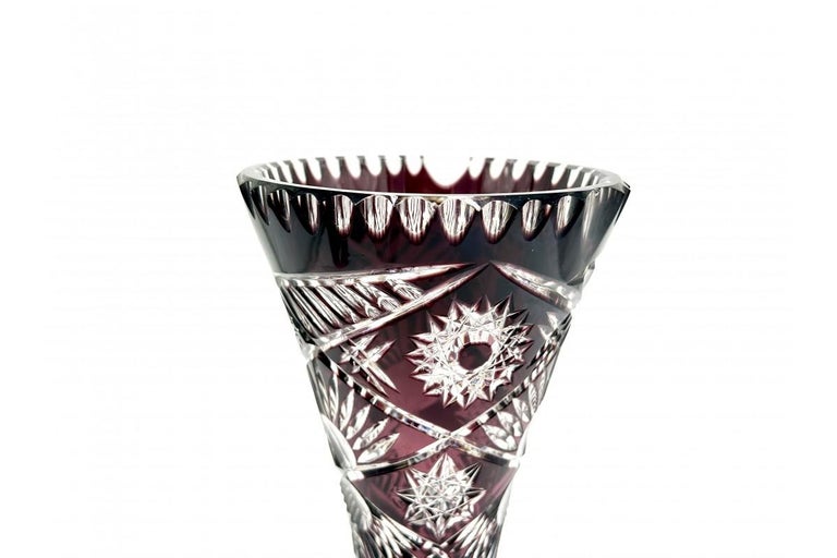 Purple Crystal Vase, Poland, 1960s For Sale at 1stDibs