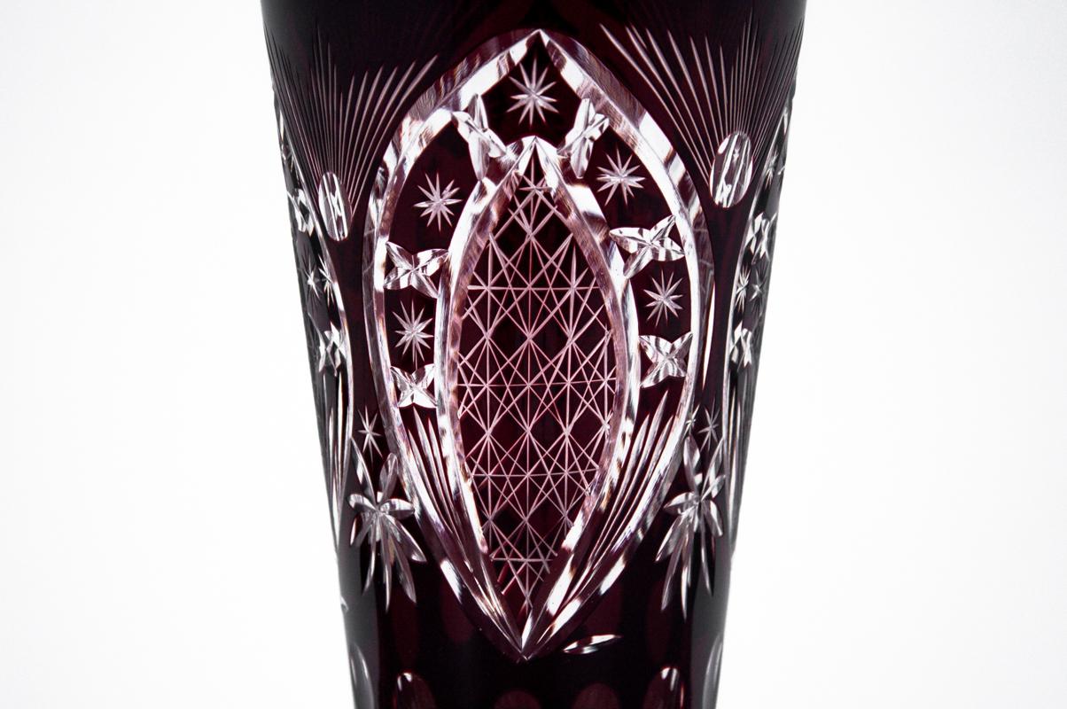 Polish Purple Crystal Vase, Poland, 1960s For Sale