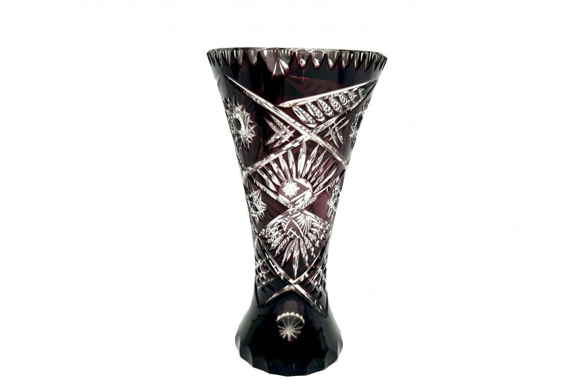Mid-20th Century Purple Crystal Vase, Poland, 1960s For Sale
