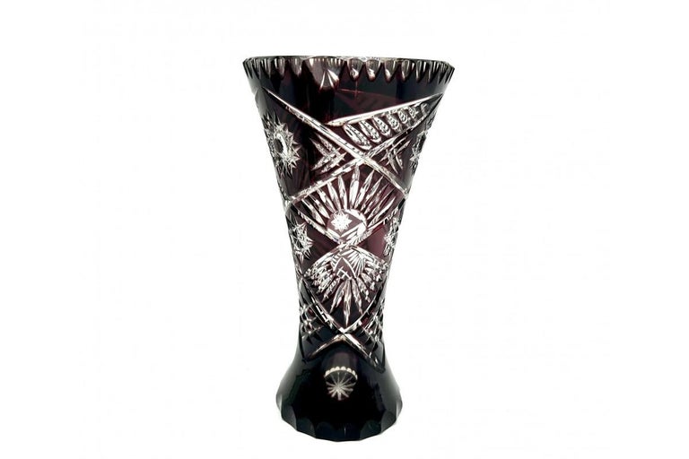 Purple Crystal Vase, Poland, 1960s For Sale at 1stDibs