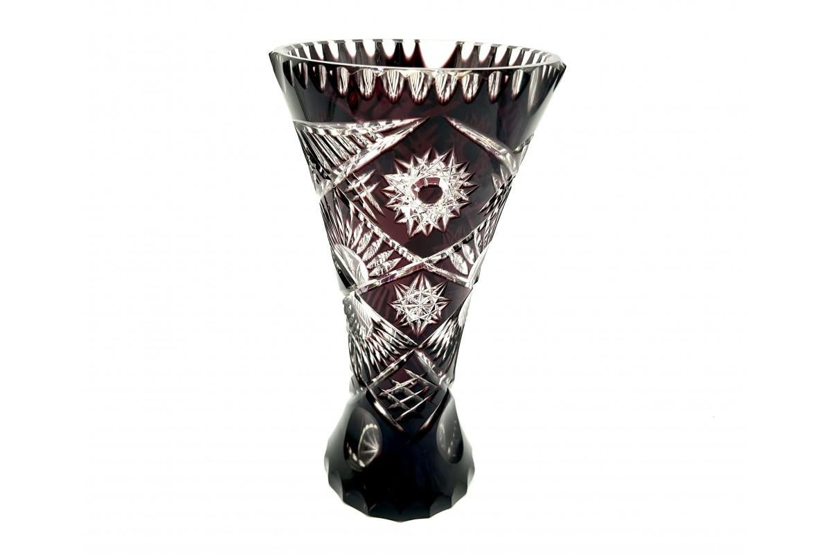 Purple Crystal Vase, Poland, 1960s For Sale 1