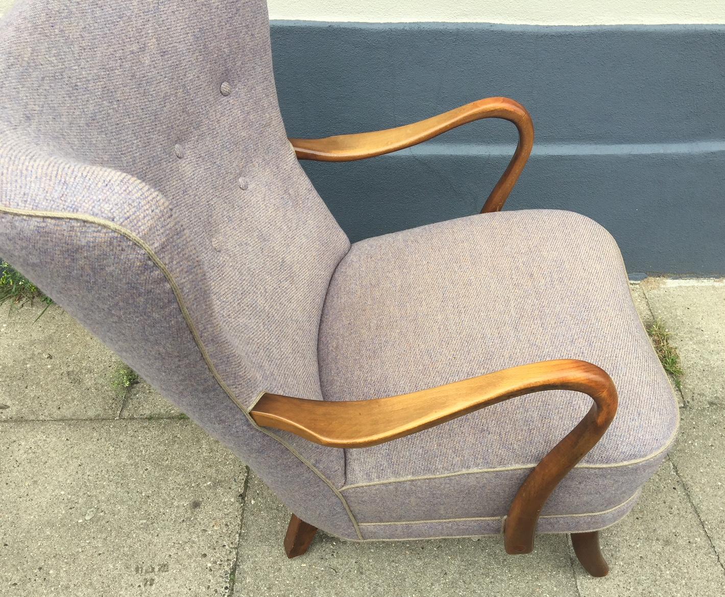 Purple Danish High Back Lounge Chair by Alfred Christensen for Slagelse In Good Condition In Esbjerg, DK