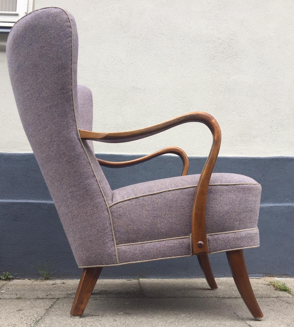 Mid-20th Century Purple Danish High Back Lounge Chair by Alfred Christensen for Slagelse