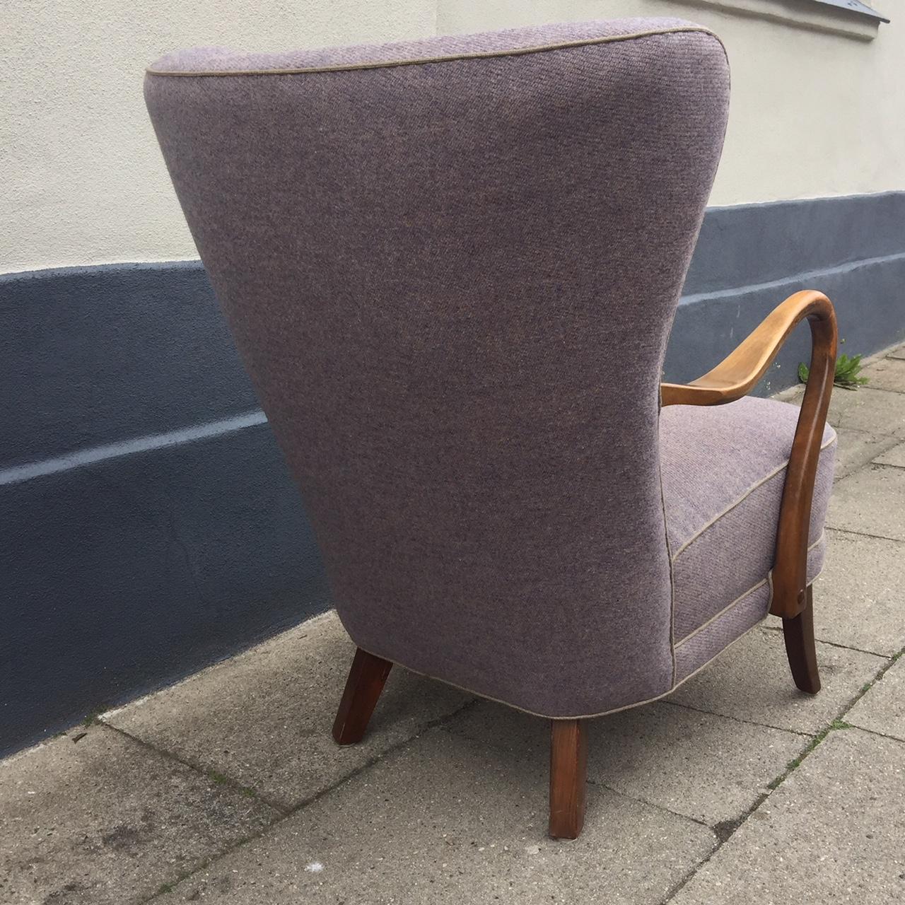 Purple Danish High Back Lounge Chair by Alfred Christensen for Slagelse 1