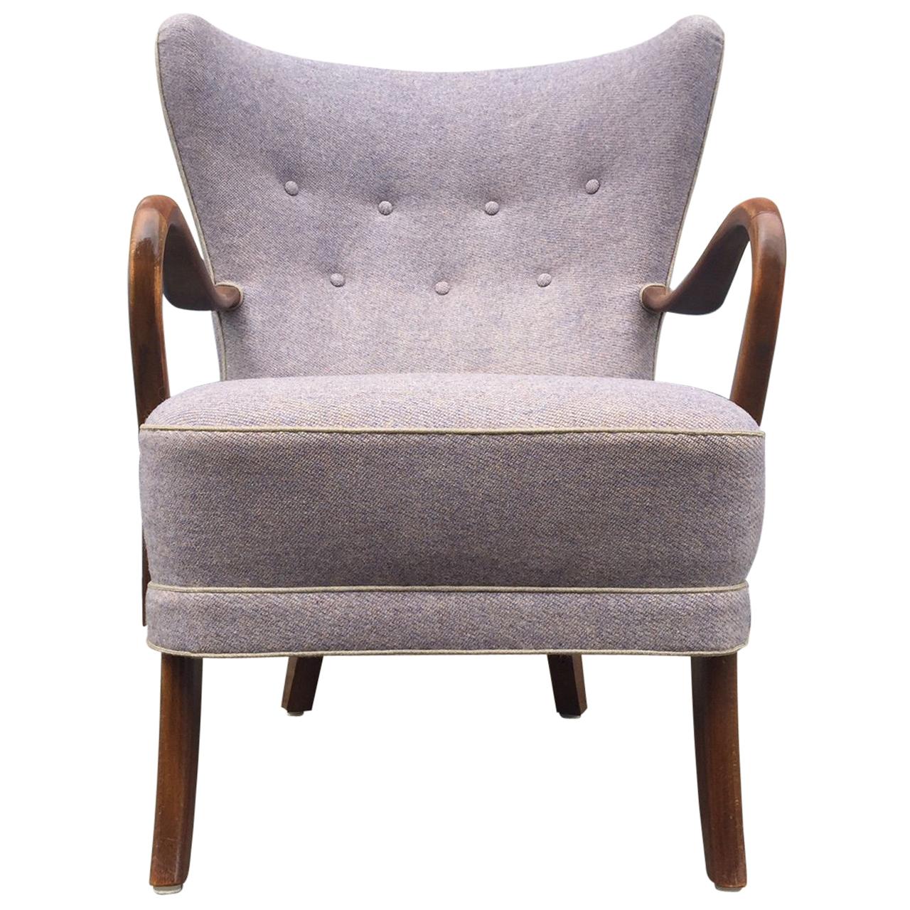 Purple Danish High Back Lounge Chair by Alfred Christensen for Slagelse