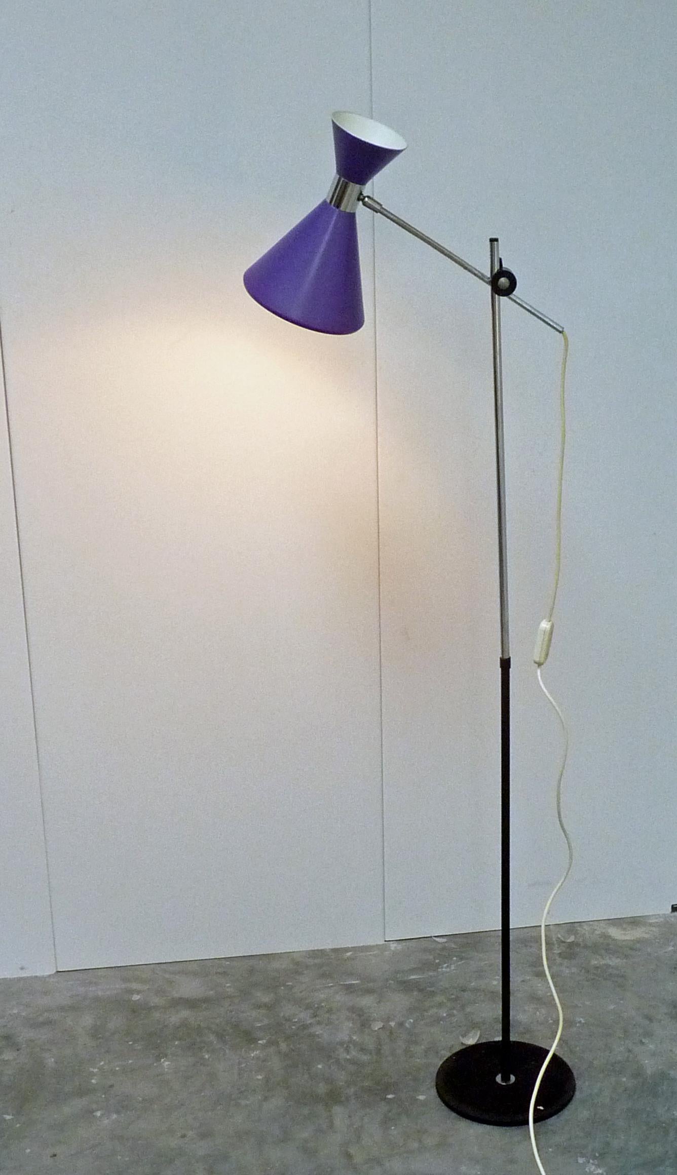 Metal Purple Diabolo Floor Lamp, 1960s For Sale