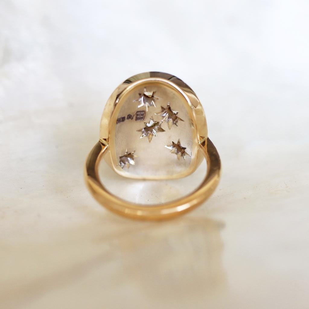 Lila Diamant, gelber Fancy-Diamant-Cocktailring mit Rosenschliff Damen