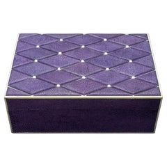 Large Purple Diamond Shagreen Box w/ Bone trim