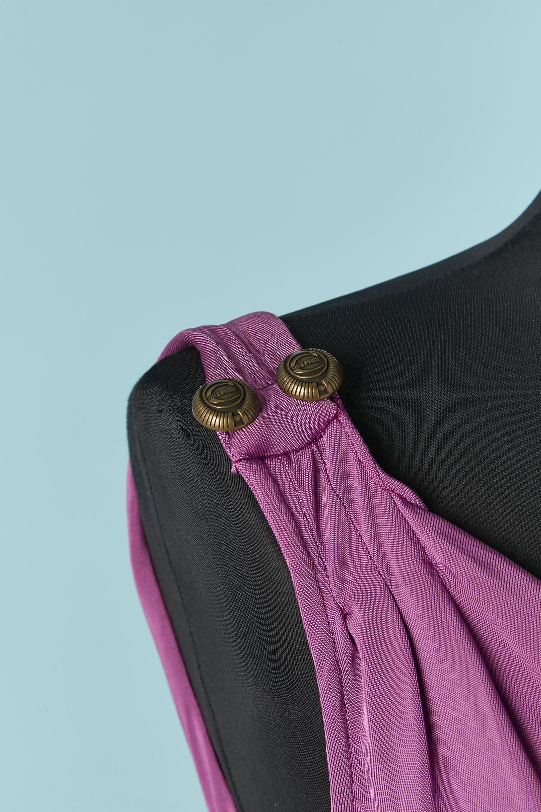 Purple draped and wrapped sleeveless cocktail dress Just Cavalli In Excellent Condition For Sale In Saint-Ouen-Sur-Seine, FR