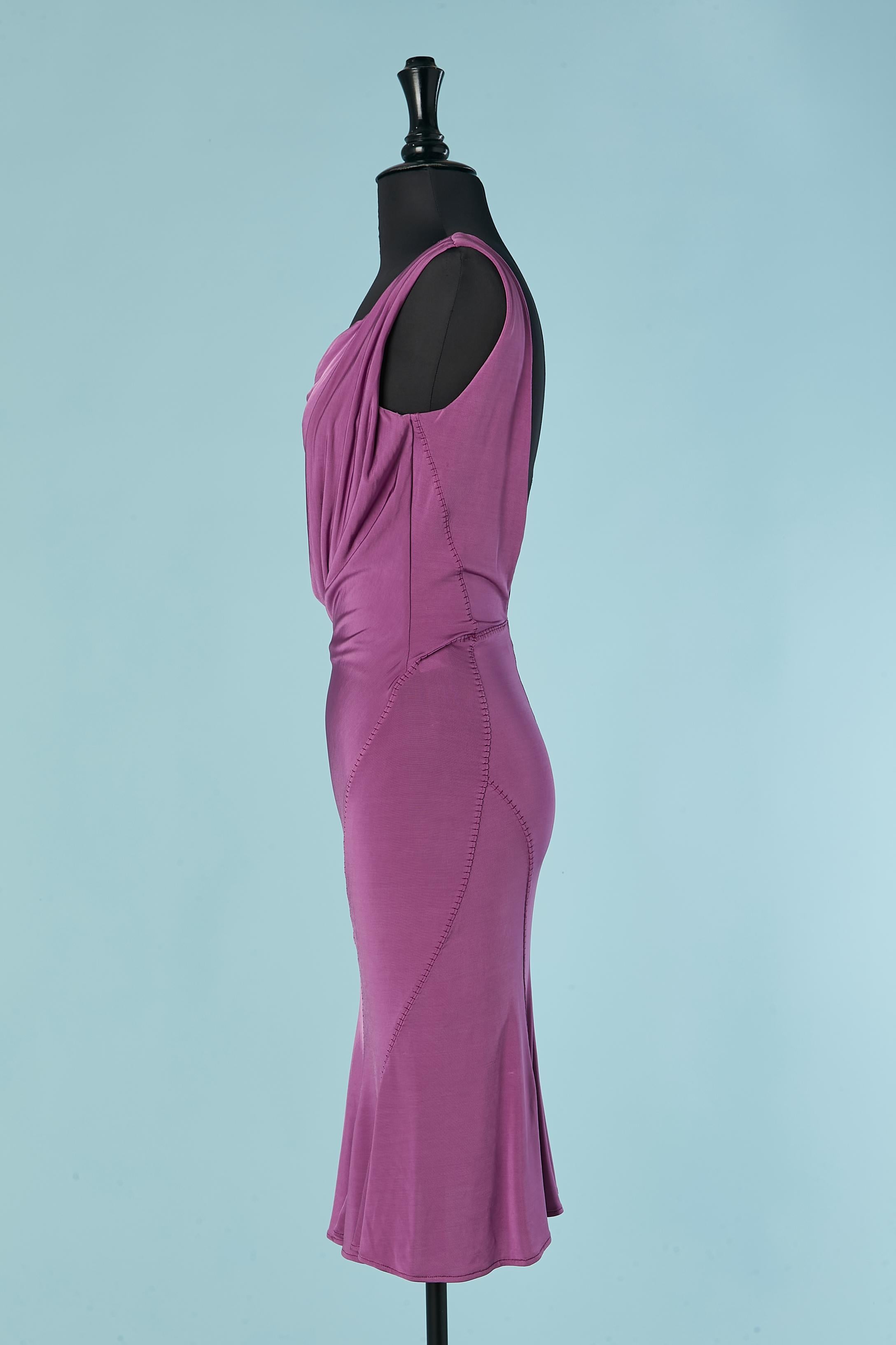 Women's Purple draped and wrapped sleeveless cocktail dress Just Cavalli For Sale