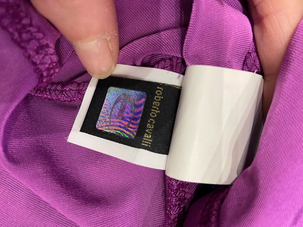 Purple draped and wrapped sleeveless cocktail dress Just Cavalli For Sale 2