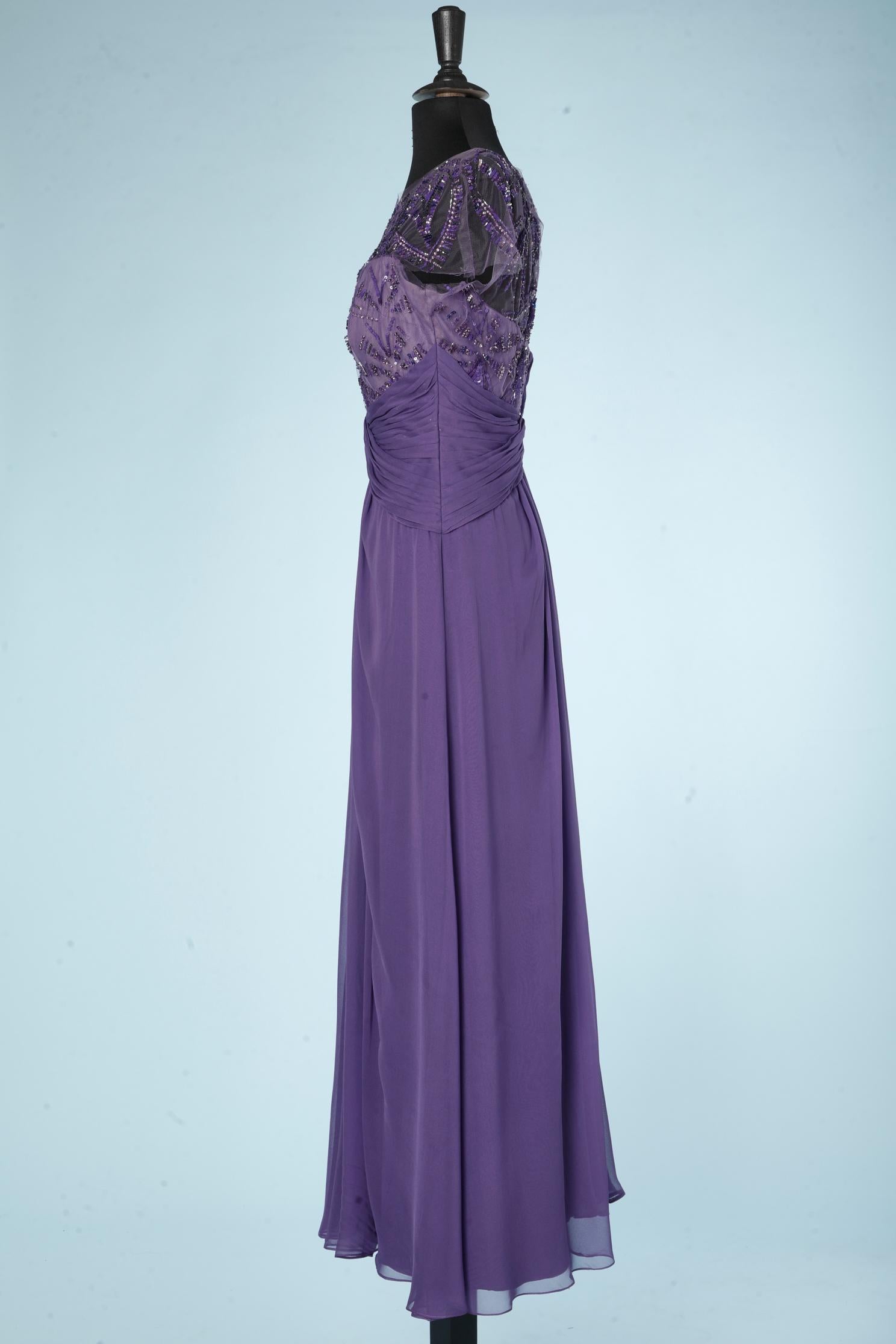 Abito da sera drappeggiato viola con paillettes Monique Lhuillier In condizioni ottime in vendita a Saint-Ouen-Sur-Seine, FR