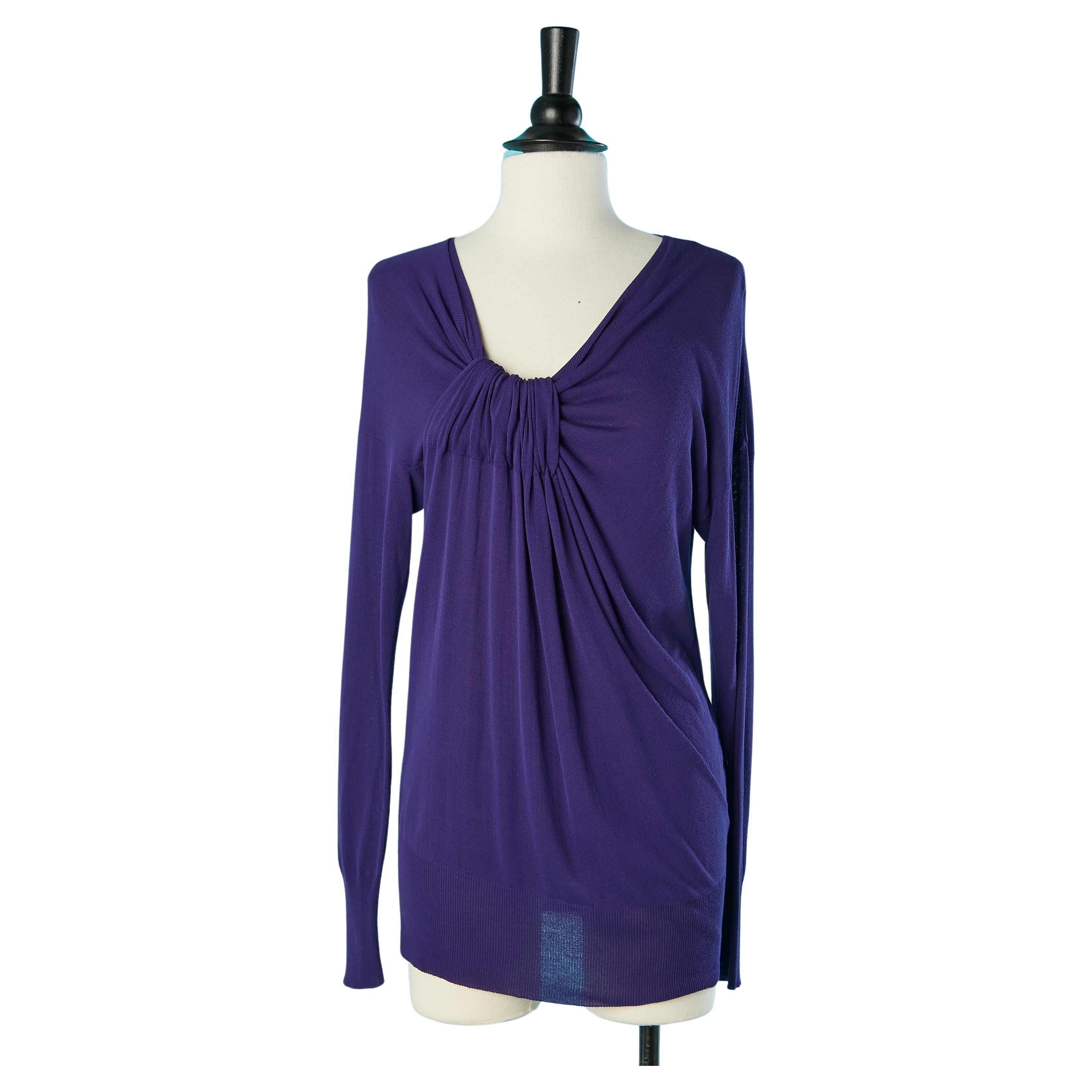 Purple draped rayon asymmetrical sweater Jean-Paul Gaultier Maille Femme  For Sale