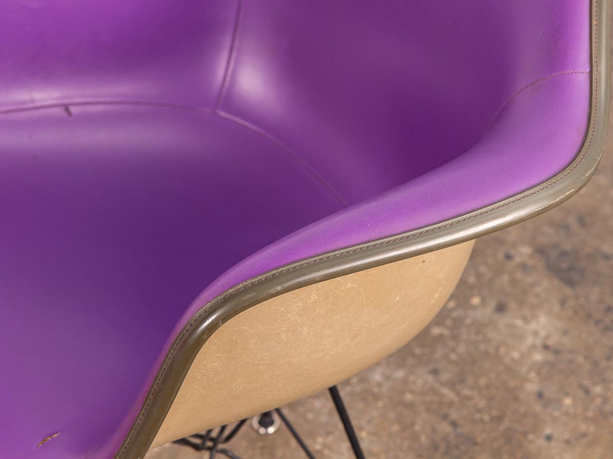 American Purple Eames Padded Armshell Chair on Black Eiffel Base for Herman Miller