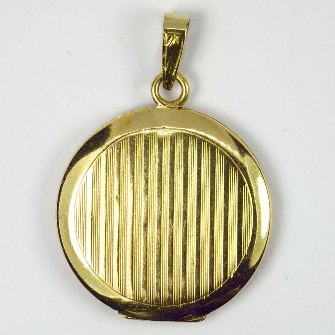 Purple Enamel 18k Yellow Gold Pendant Locket For Sale 10