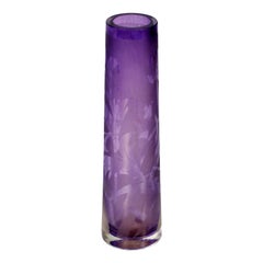 Purple Engraved Vase, Carlo Scarpa Style, Sommerso Murano Glass