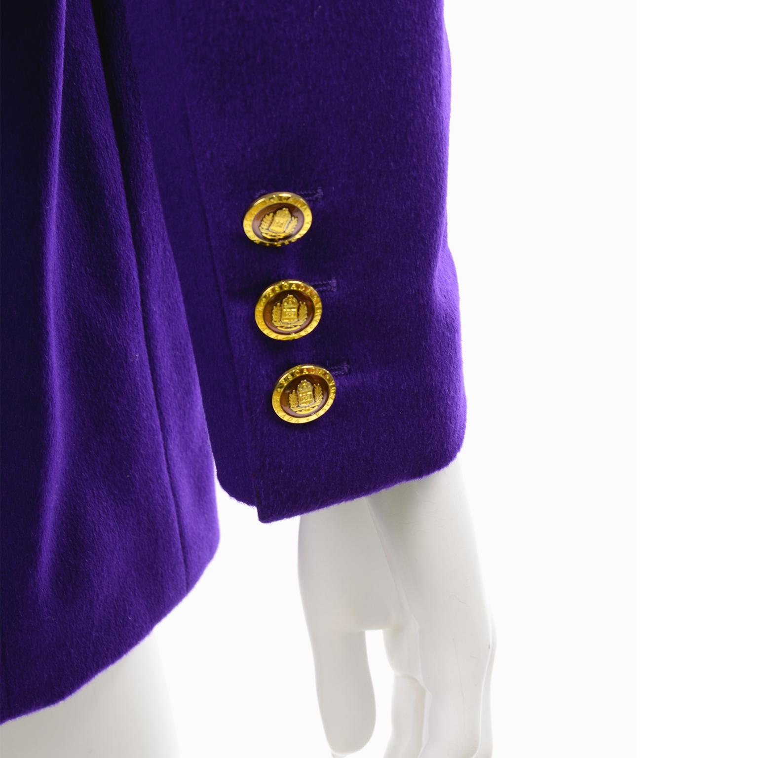 Purple Escada Rabbit Fur Blazer & Animal Print Silk Blouse & Pocket Square  2